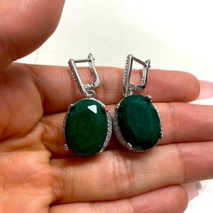 🔱 VINTAGE GENUINE GREEN AVENTURINE EARRINGS